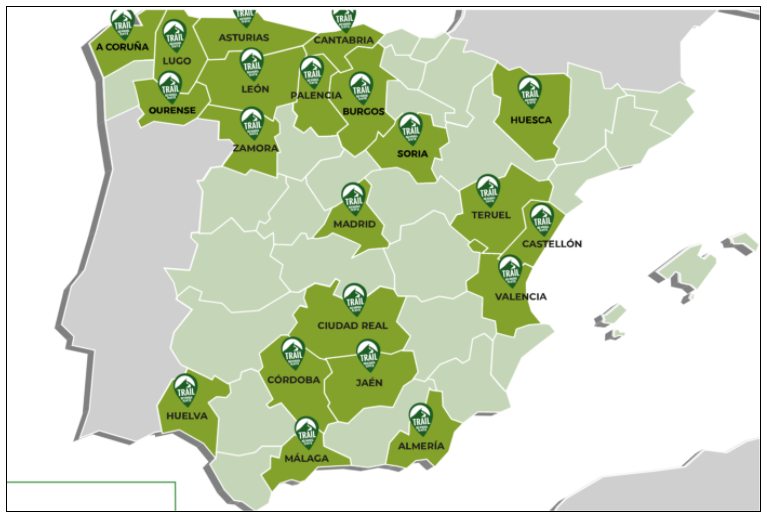 Mapa de los Trial Running Centers de España